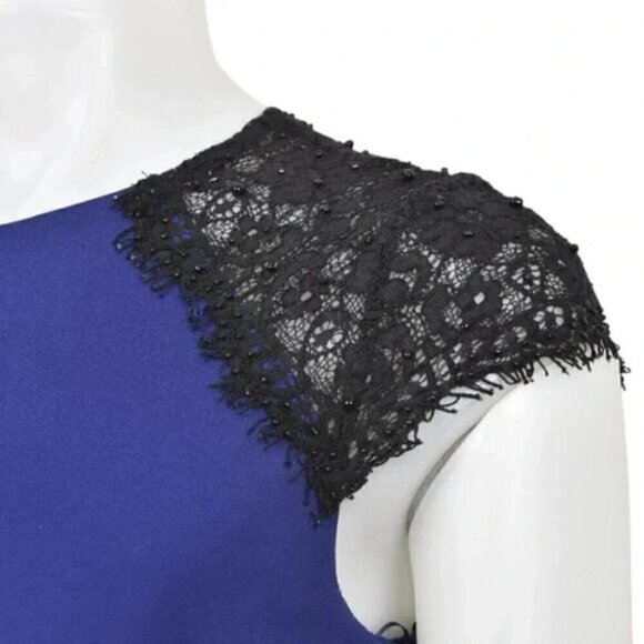 JS Boutique Sheath Dress Lace Beaded Sleeves Purple Black Size 4 - Picture 3 of 10